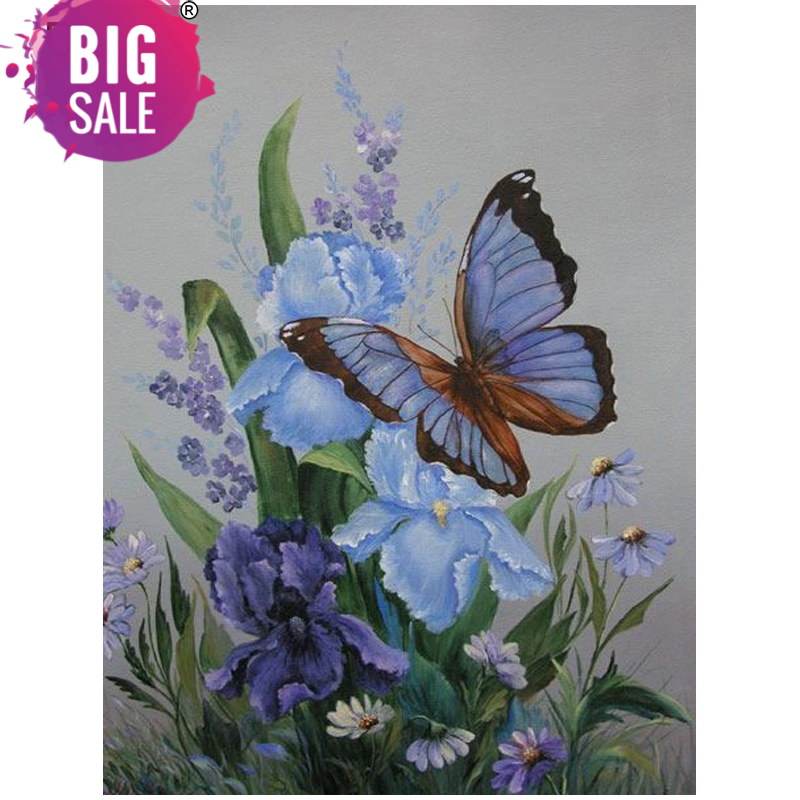 800x800 Purple Butterfly Flower Home Decor Diamond Embroidery Crafts - Butterfly Flower Painting