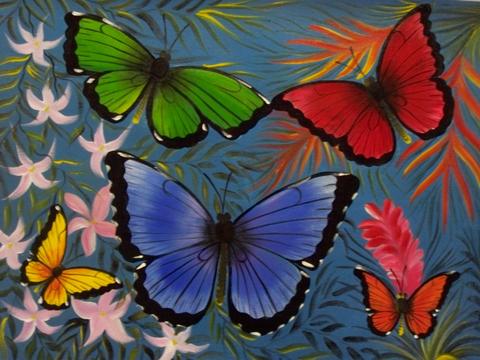 480x360 Rainforest Animal Painting Butterfly Flower Panama 12.63387 - Butterfly Flower Painting