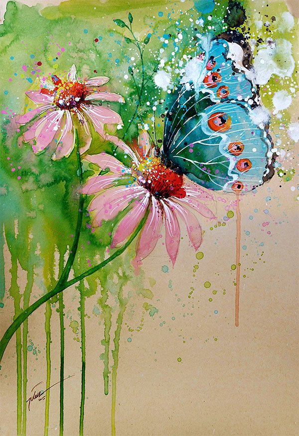 600x876 Tilen Ti - Butterfly Flower Painting