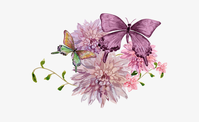 650x400 Watercolor Butterfly Png, Vectors, Psd, And Clipart For Free - Butterfly Flower Painting