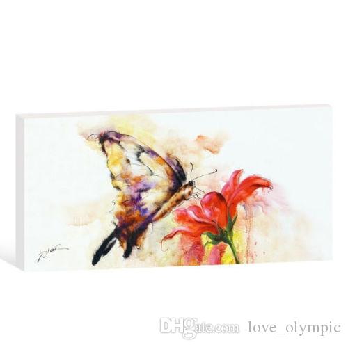 500x499 Best Framed Lovely Butterfly Flower Canvas,pure Hand Painted - Butterfly Flower Painting