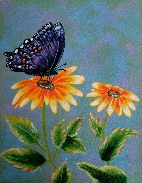 570x733 Butterfly On Flower Butterfly On Flower Butterfly On Flower - Butterfly Flower Painting
