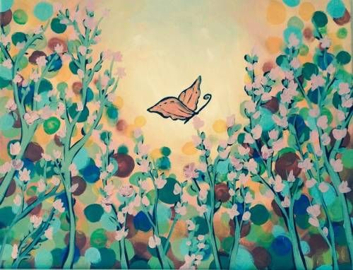 500x382 Butterfly Garden Paint N Sip Painting Ideas Garden - Butterfly Garden Painting
