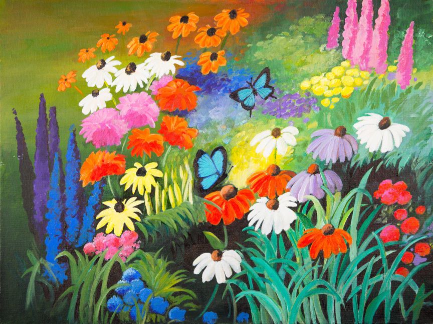 Butterfly Garden Painting at PaintingValley.com | Explore collection of