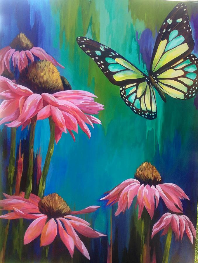 678x900 Mystical Garden Painting By Karen Dukes - Butterfly Garden Painting
