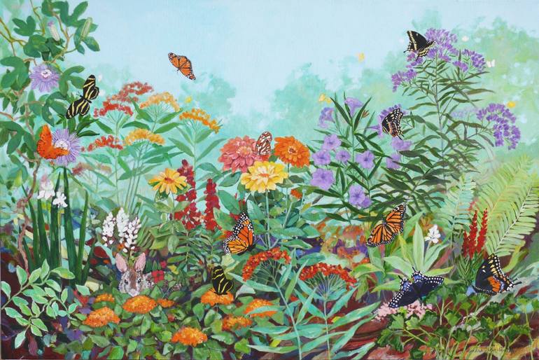 Butterfly Garden Painting at PaintingValley.com | Explore collection of