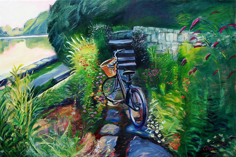 900x599 Bike In The Butterfly Garden Painting By Colleen Proppe - Butterfly Garden Painting