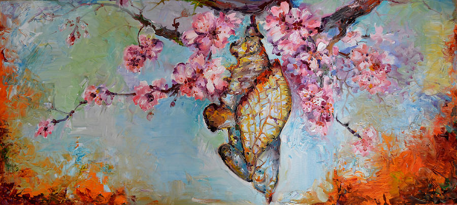 900x404 Butterfly Bud Big Painting, The Methamorphoses Of A Chrysalis - Butterfly Oil Painting