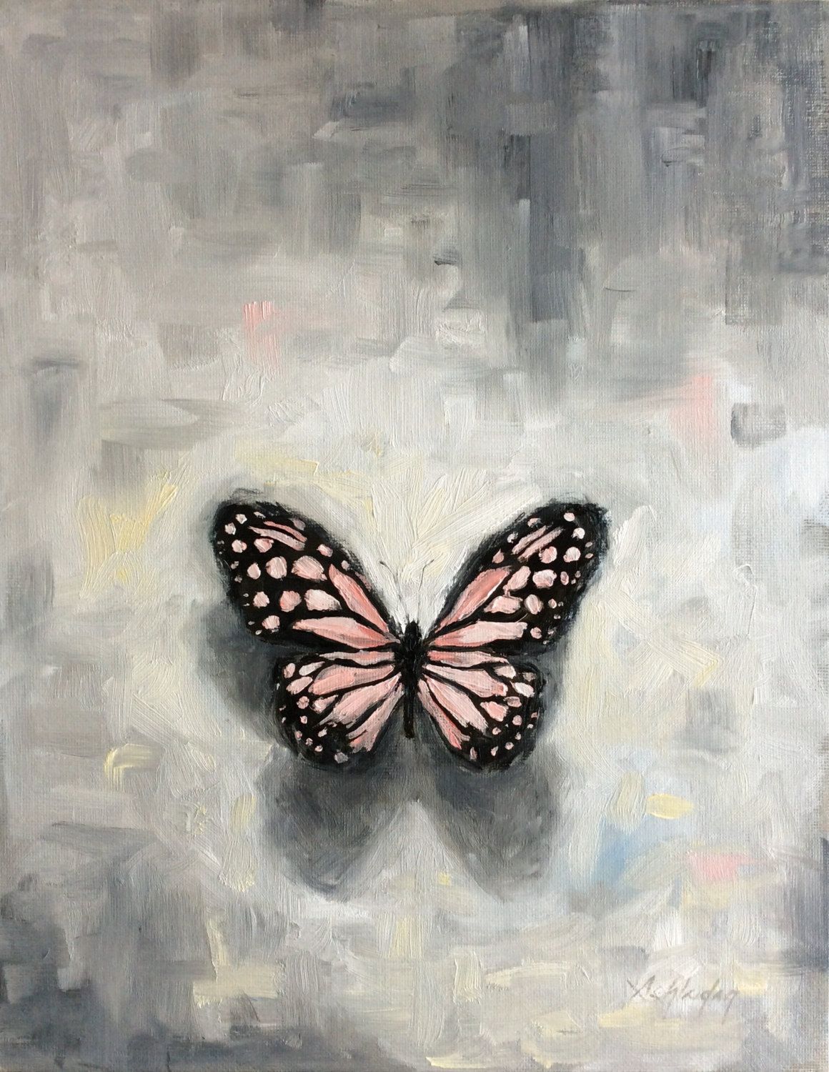 1160x1500 Butterfly Painting On Canvas Board 11x14 Pink Butterfly Oil - Butterfly Oil Painting