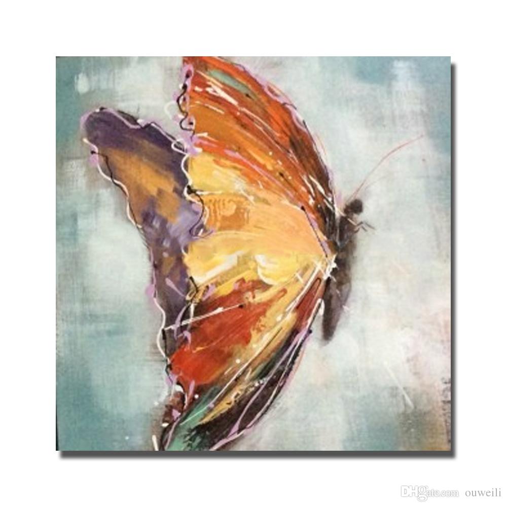 1000x1000 2018 Hand Painted Top Quality Brown Butterfly Oil Painting - Butterfly Oil Painting