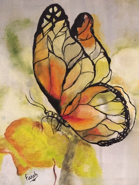 480x640 Farah Ravazadeh Artwork Yellow Butterfly Original Painting Oil - Butterfly Oil Painting