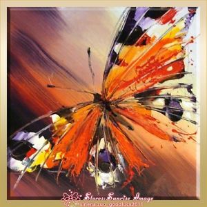 300x300 P1221 Hand Made Abstract Insects Butterfly Oil Painting Art Wall - Butterfly Oil Painting