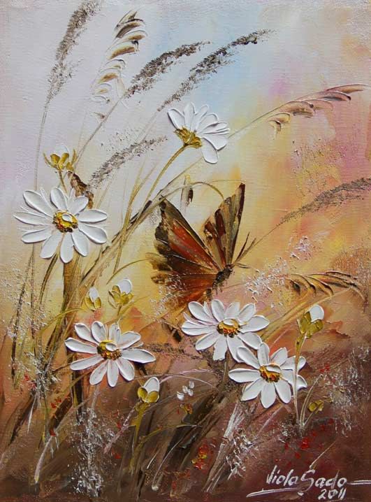 531x718 Httpss Media Cache - Butterfly On Daisy Painting
