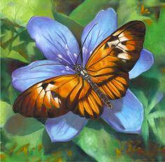 Butterfly On Flower Painting