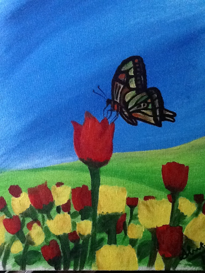 720x960 Butterfly Flower Painting Painting, Canvas By Hd - Butterfly On Flower Painting