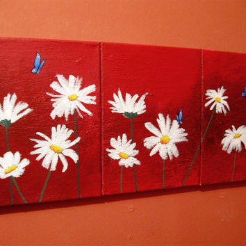 354x354 Landscape Flower Painting Floral Textured From Wrightsonarts - Butterfly On Flower Painting