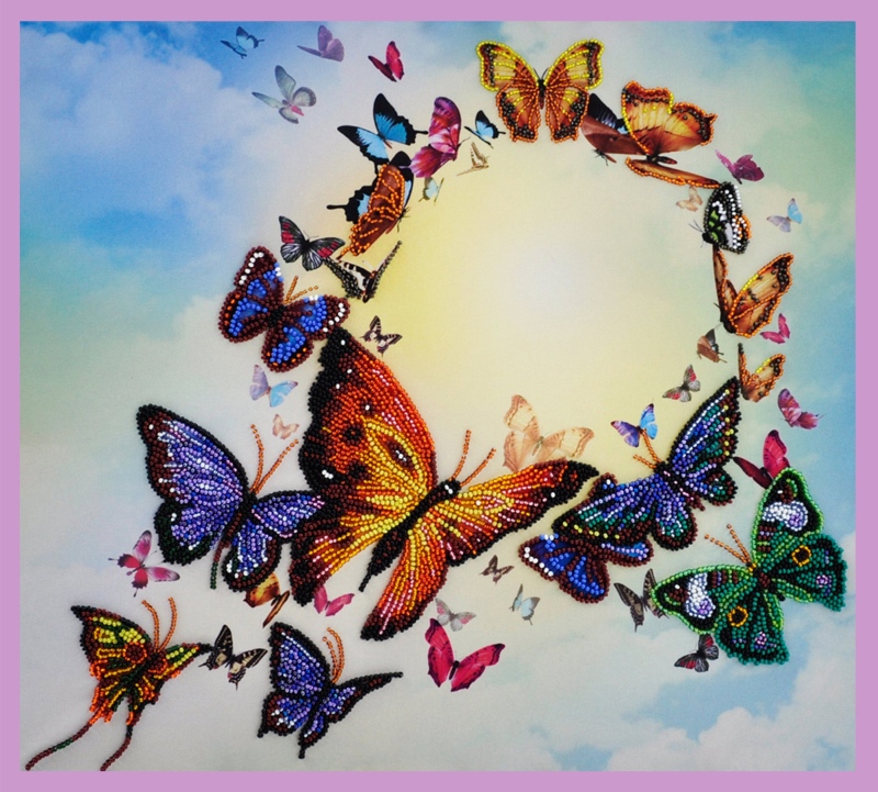 800x721 Just Art Stitch Dance Of The Butterfly - Butterfly Painting