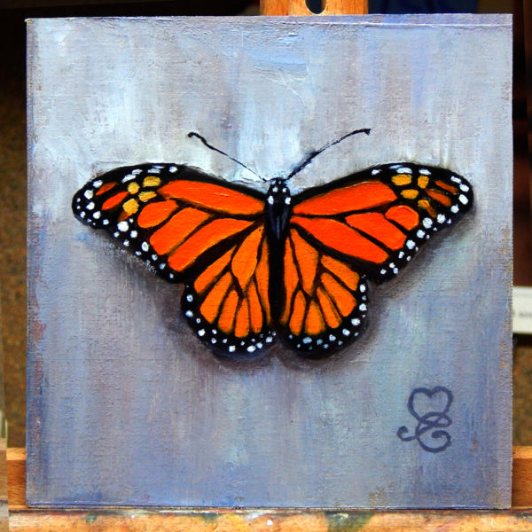 600x600 Monarch Butterfly A Gemlike Oil Painting With Frame. - Butterfly Painting