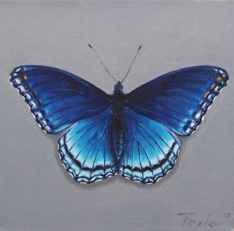770x760 Saatchi Art Blue Butterfly Painting By Jan Teplan - Butterfly Painting