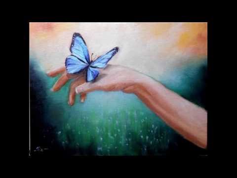 480x360 Blue Butterfly Oil Painting Time Lapse - Butterfly Painting