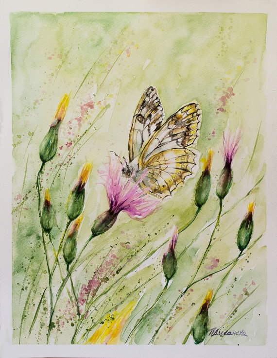 570x737 Butterfly Watercolor Painting Kids Room Decor Butterfly - Butterfly Painting For Kids