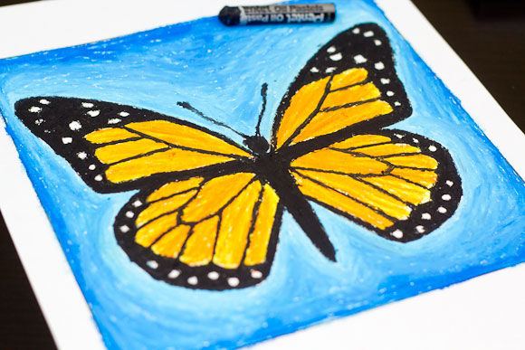 580x387 Oil Pastel Art Project Monarch Butterfly - Butterfly Painting For Kids