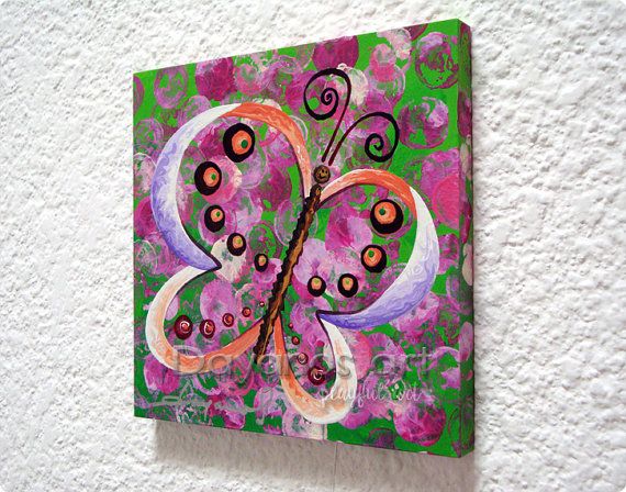 570x448 Butterfly Art, Baby Girl Wall Decor, Nursery Wall Art Animals - Butterfly Painting For Kids