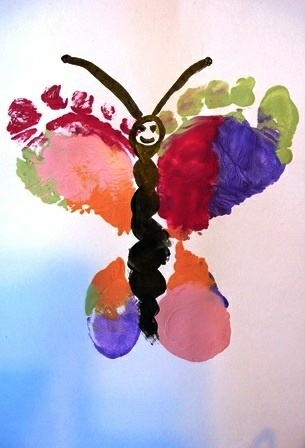 305x448 Butterfly Footprints - Butterfly Painting For Kids