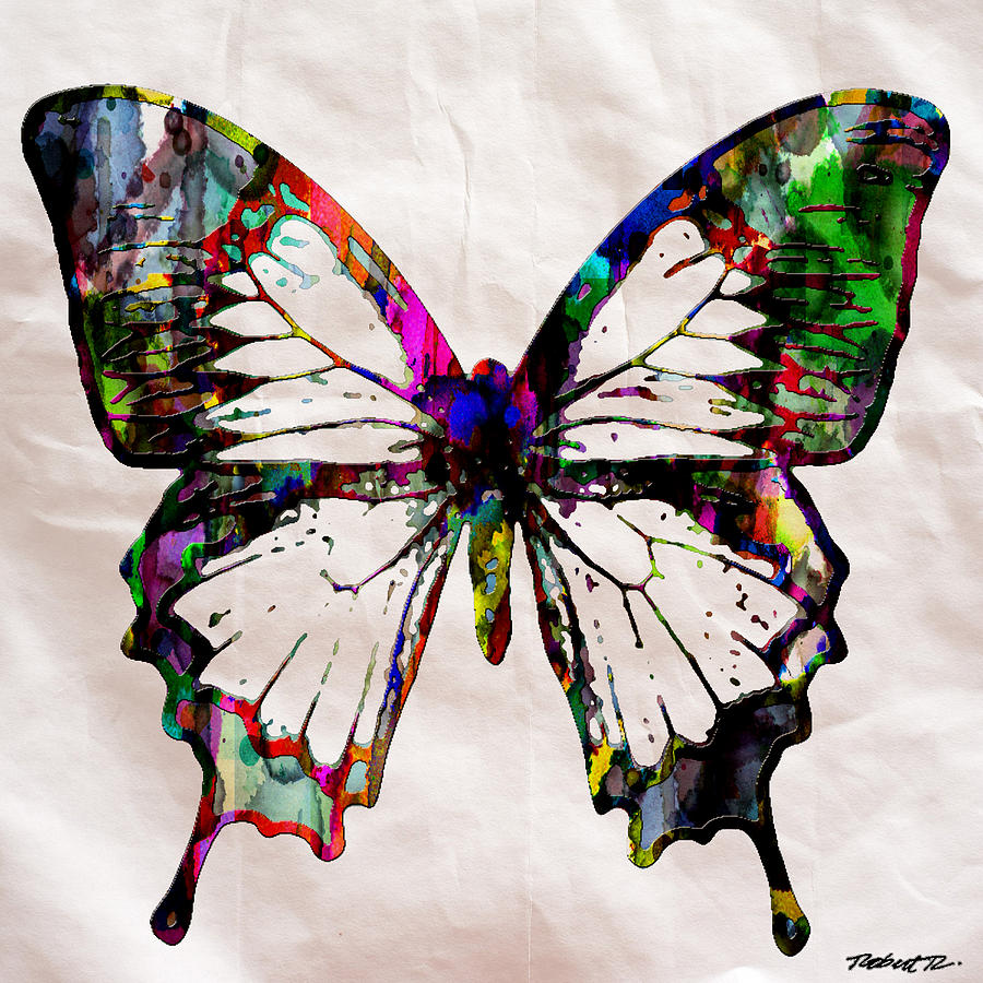 900x900 Butterfly Rainbow Painting By Robert R Splashy Art Abstract Paintings - Butterfly Painting Images