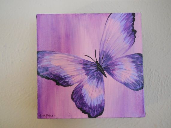 570x428 Original Purple Butterfly Painting On Canvas - Butterfly Painting On Canvas