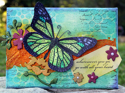 500x374 Patchwork Butterfly Canvas - Butterfly Painting On Canvas