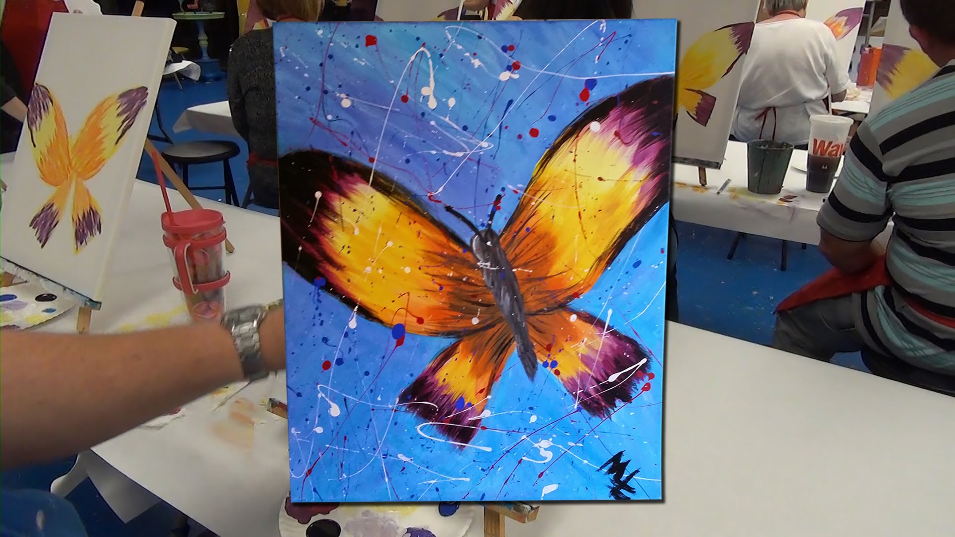 1920x1080 Time Lapse Painting Of A Butterfly - Butterfly Painting On Canvas