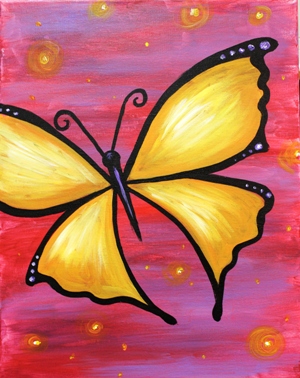 300x378 Yellow Butterfly Byob Canvas Painting Class - Butterfly Painting On Canvas