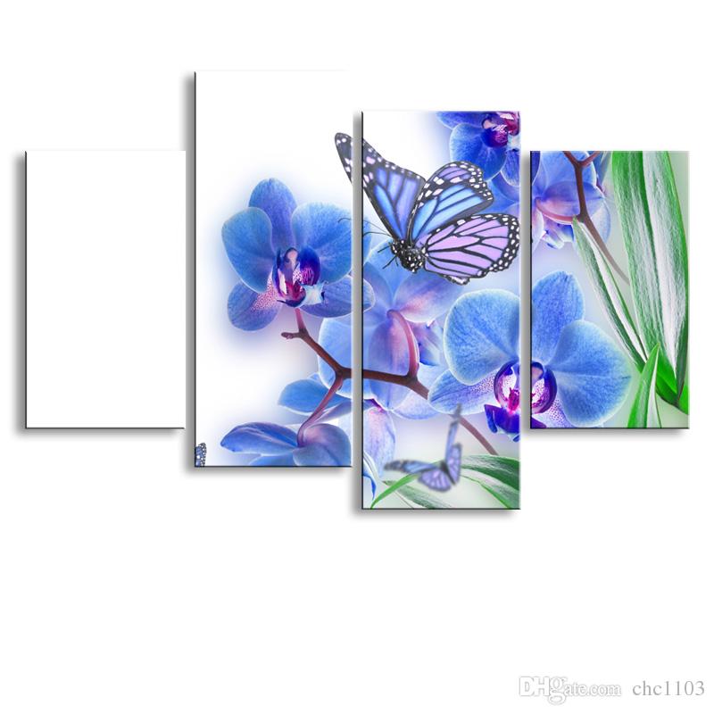 800x800 2018 4 Panel Butterfly Painting Canvas Wall Art Picture Home - Butterfly Painting On Canvas