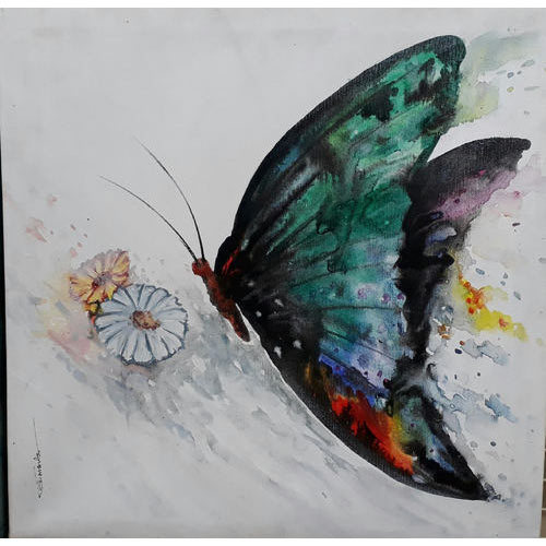 500x500 Butterfly Canvas Painting, Canvas Chitrakari, - Butterfly Painting On Canvas