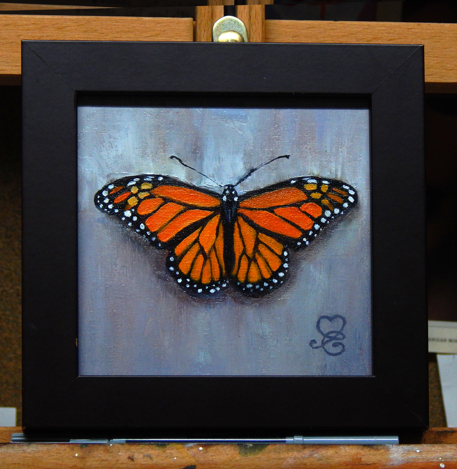1600x1639 Monarch Butterfly A Gemlike Oil Painting With Frame. - Butterfly Painting Pictures