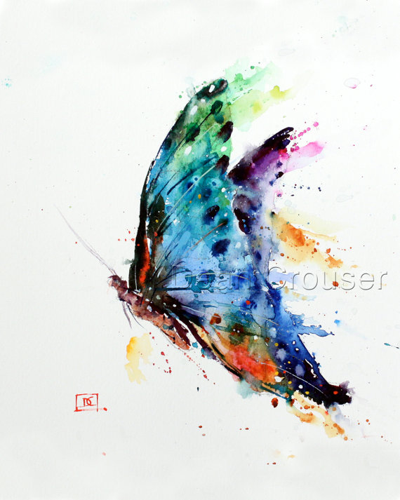 570x713 Butterfly Watercolor Art Print Butterfly Painting By Dean - Butterfly Watercolor Painting