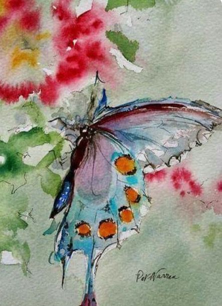443x610 Pin By Paulette Adamski On Butterflies Butterfly - Butterfly Watercolor Painting