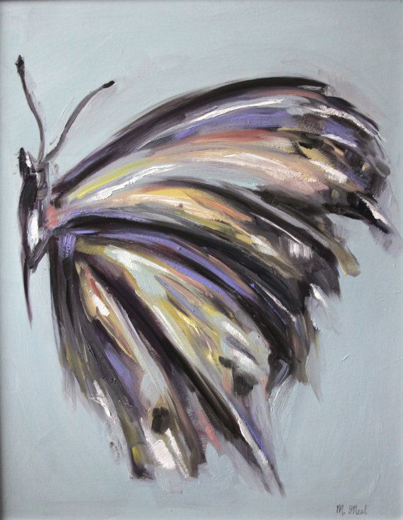 570x735 Original 19 X 23 Inch Oil Painting Of A Butterfly Wing By Meredith - Butterfly Wing Painting