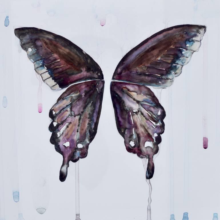 770x770 Saatchi Art Black Butterfly Wings Painting By Emily Mcphee - Butterfly Wing Painting