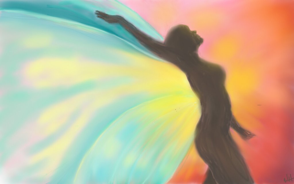 1024x640 Butterfly Woman By Dizzywendy - Butterfly Woman Painting