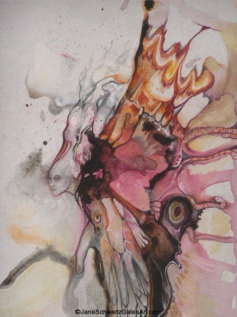 480x640 Butterfly The Art Of Jane Schwartz Gates - Butterfly Woman Painting