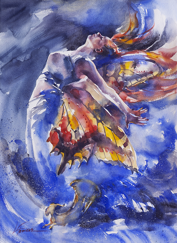 Butterfly Woman Painting at PaintingValley.com | Explore collection of ...