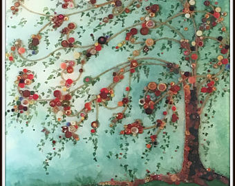 340x270 Button Tree Painting Etsy - Button Tree Painting