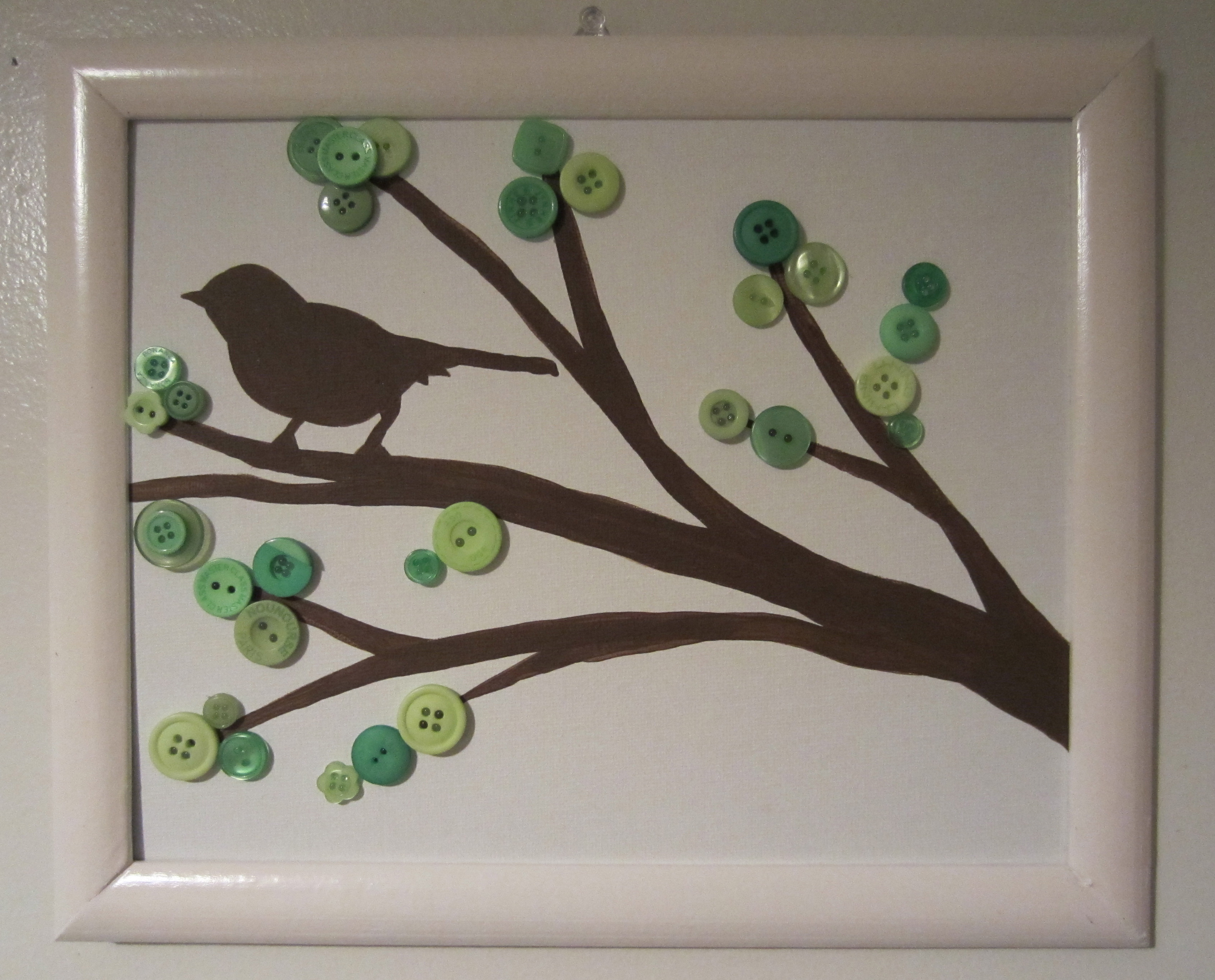 3376x2723 Little Brown Bird Busted Button - Button Tree Painting