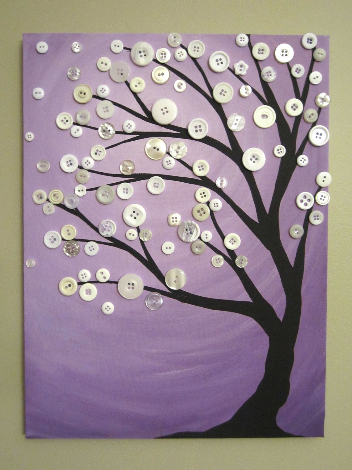 1125x1500 Sale Purple And White Button Tree Painting Original Acrylic - Button Tree Painting