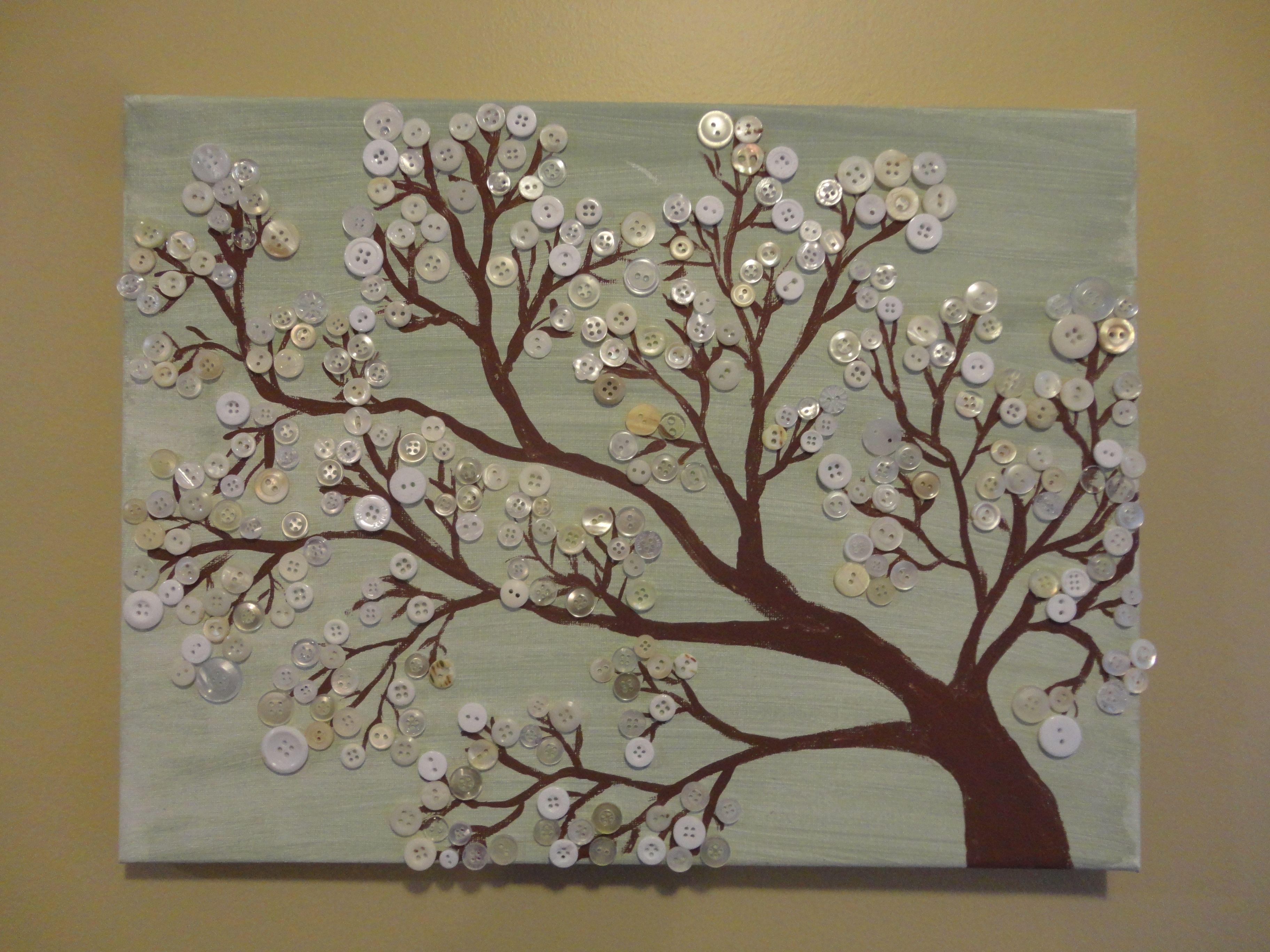 3648x2736 Button Tree On Canvas Just Buttons Button Tree - Button Tree Painting