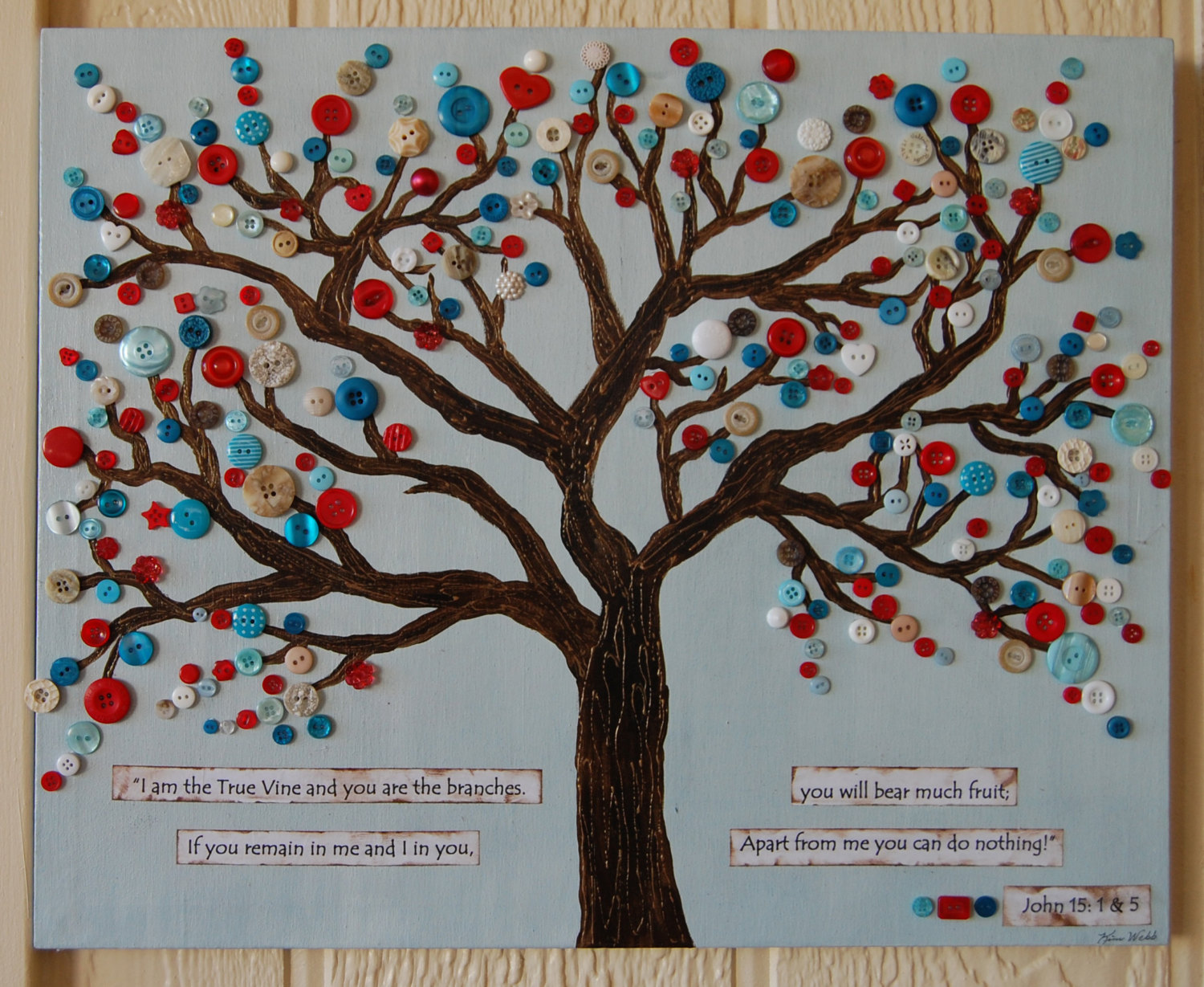 1500x1229 Button Tree Wall Art - Button Tree Painting