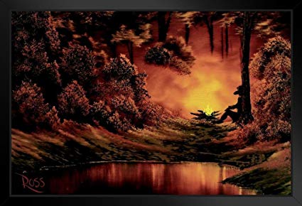425x290 Bob Ross Campfire Art Print Painting Framed Poster By - Buy Bob Ross Painting