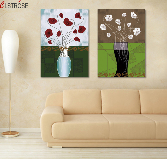 640x608 Clstrose Two Pieces Combinated Modern Abstract Flower Painting - Buy Cheap Painting